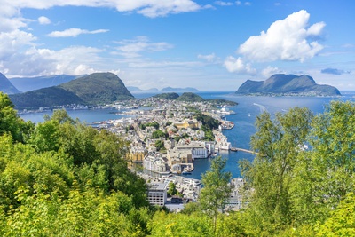 Art Nouveau ad Ålesund e salita al Belvedere del Monte Aksla - Escursione a piedi del monte Aksla - Tour a piedi